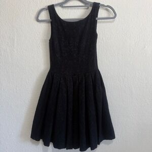 Zara Trafuluc Black Jacquard Textured Fit and Flare Dress Womens XS